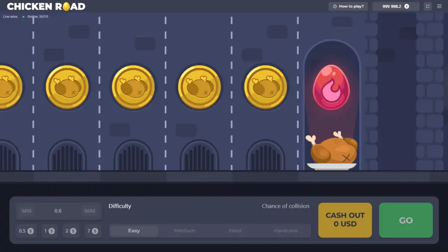 Interface du jeu Chicken Road